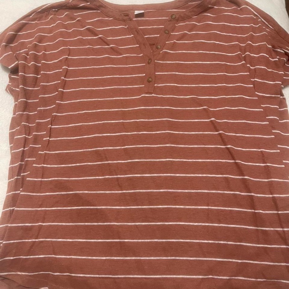 Old Navy Rust and White Striped Henley